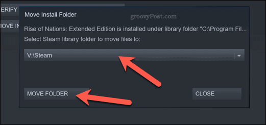 Steam Move Folder -painike