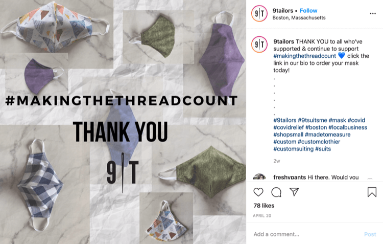 9Räätälöity Instagram-viesti naamioiden myynnistä