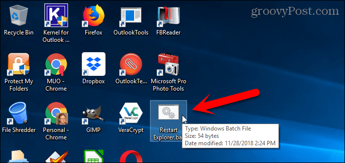 Suorita eräajotiedosto Windows 10 -työpöydällä
