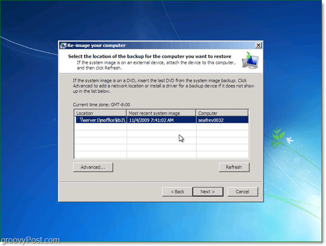 voit käyttää verkon järjestelmäkuvaa palauttaaksesi Windows 7: n