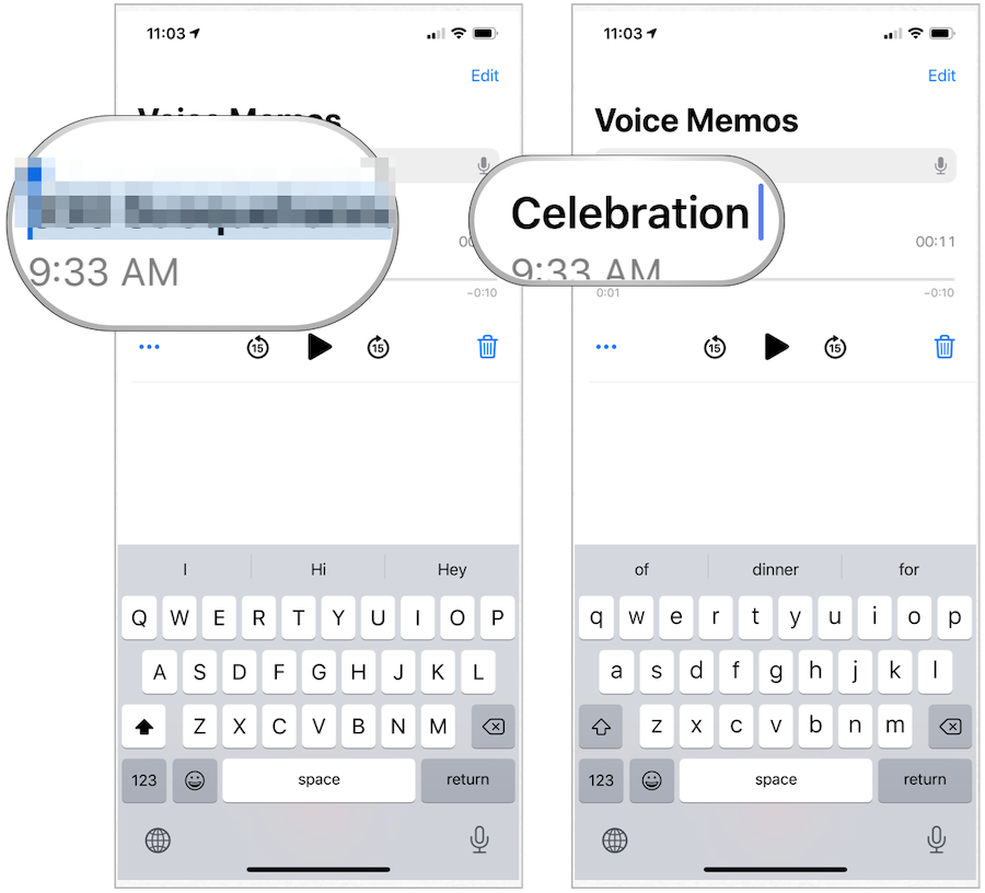 iPhone Voice Memos muuttaa nimeä
