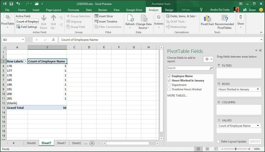 Excel 2016 сводная таблица