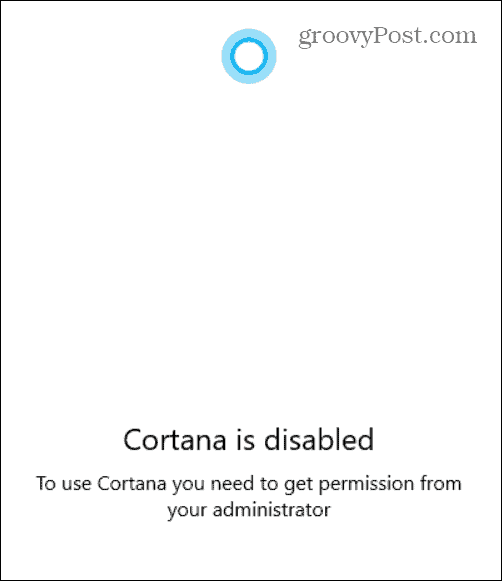 Cortana poistettu käytöstä