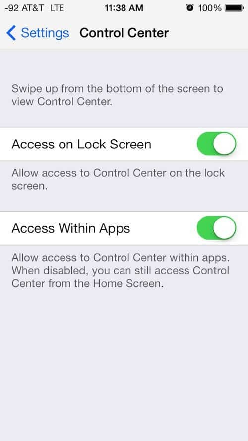 Kuinka poistaa iOS 7 -ohjauskeskus käytöstä sovelluksia käytettäessä