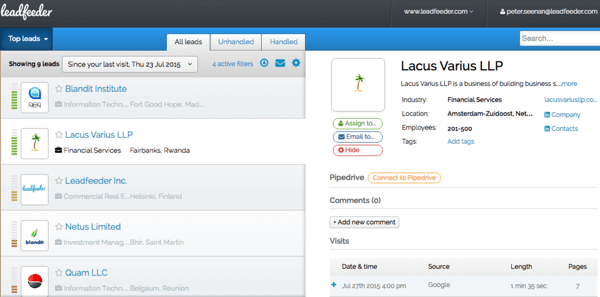 Leader näyttää Google Analytics -tietojesi avulla tietoja verkkosivustosi kävijöistä.