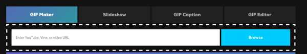 Luo GIF Giphy -palvelussa valitsemalla GIF Maker tai Diaesitys.