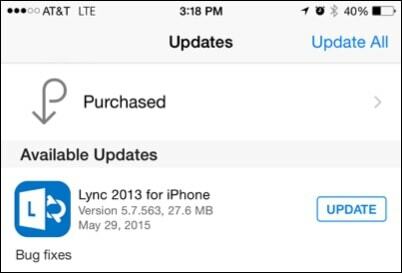 Lync iPhone-päivitykseen