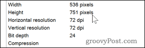 Kuvan DPI-yksityiskohdat Windowsissa
