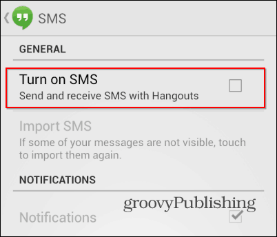 Hangouts SMS pois