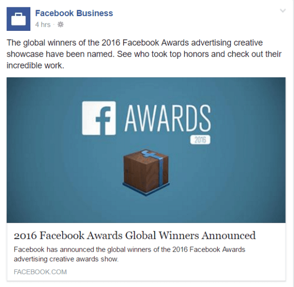 Vuoden 2016 facebook-palkinnot