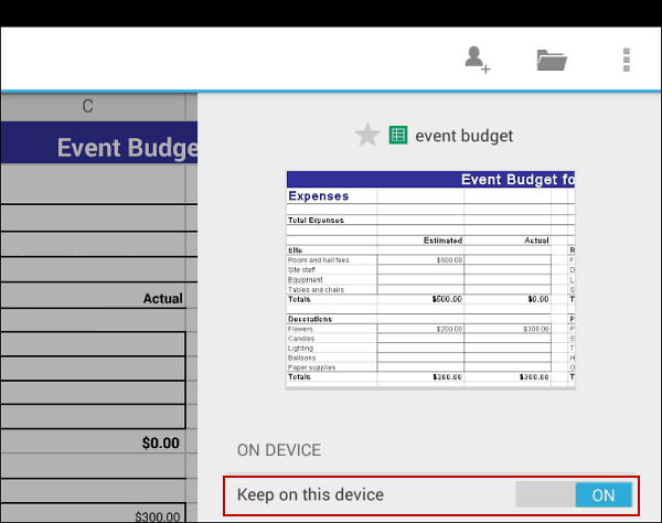 Google Sheets offline-tilassa