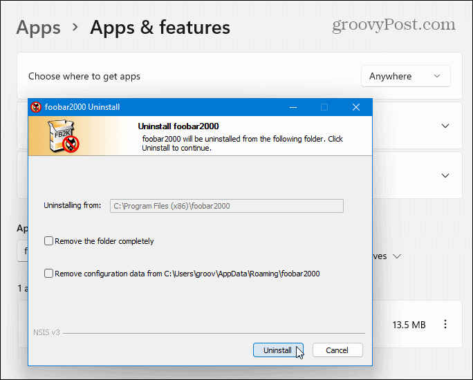 Poista Win32 Apps Windows 11