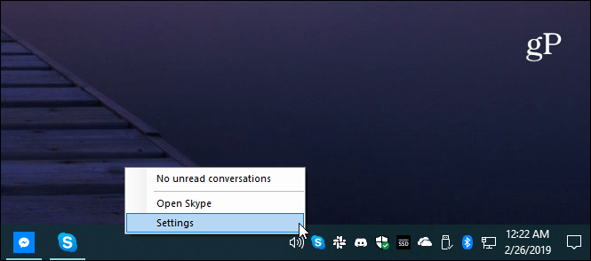 Skype-asetukset järjestelmälokero