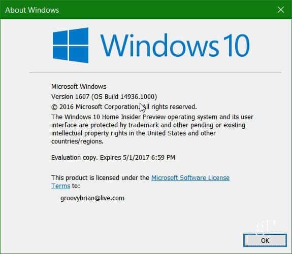 Microsoft julkaisee Windows 10 Insider Preview Build 14936: n
