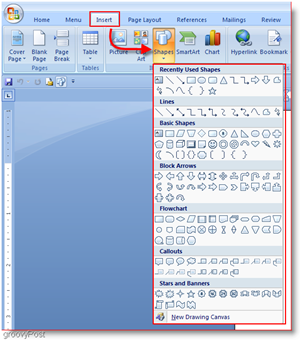 Word 2007 -lisäysmuodot