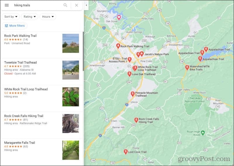 google maps vaellusreittejä