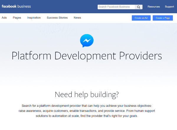 Facebookin uusi alustankehityspalvelujen hakemisto on resurssi yrityksille löytää palveluntarjoajia, jotka ovat erikoistuneet kokemusten rakentamiseen Messengerissä.