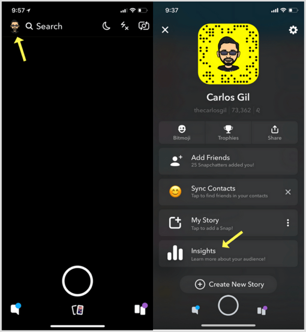 Snapchat Insights miten pääset