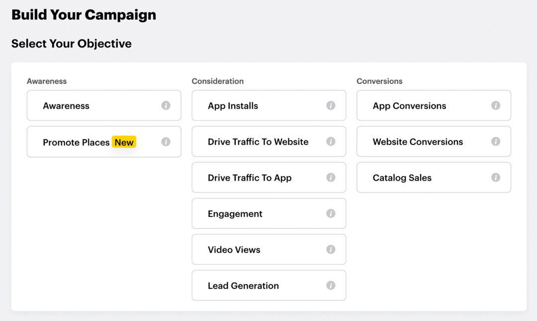 valitse tavoite Snapchat Instant Create -kampanjalle