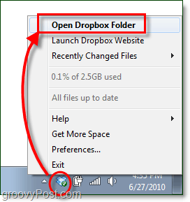 avaa dropbox-kansioni Windows 7