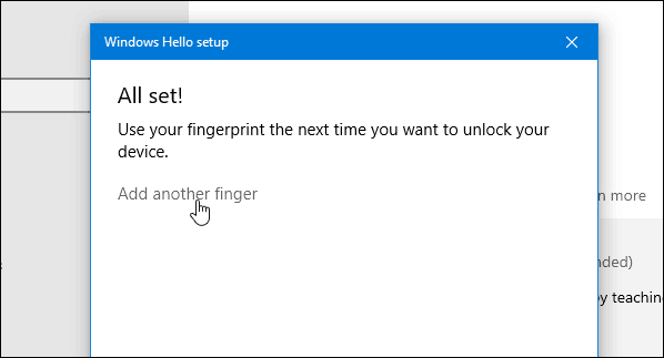 4 Windows Hello Fingerprint Complete - Lisää uusi
