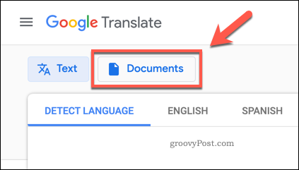 Google Translate Documents -painike