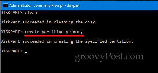 DiskPart Windows 10 -komento
