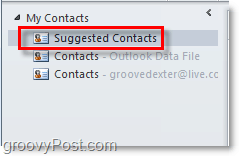 Ehdotetut yhteystiedot Outlook 2010: ssä