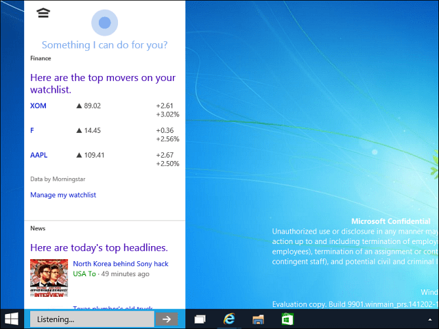 Cortana-työpöytä