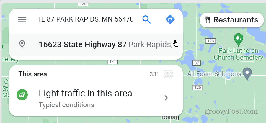 etsi google mapsista