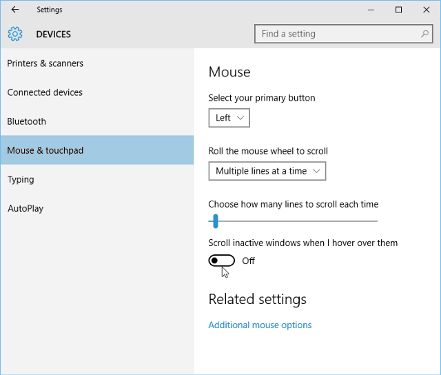 Windows 10 -vinkki: Ota taustavieritys käyttöön tai pois käytöstä