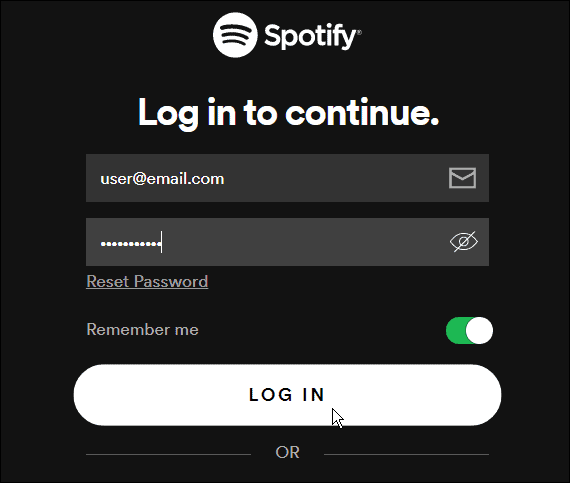 kirjaudu sisään Spotifyhin