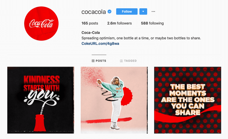 Instagram-profiili käyttäjälle Coca-Cola