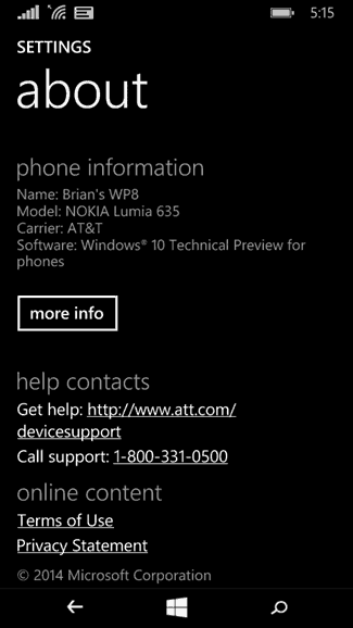 Windows 10: n tekninen esikatselu puhelimiin