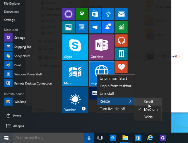 Windows 10 Vinkki: Tee Käynnistä-valikon tila tehokkaammaksi
