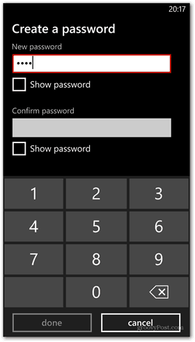 Windows Phone 8 mukauttaa lukitusnäytön salasanan