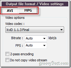 Pazera voi valita AVI: n tai MPG: n videomuunnosta varten