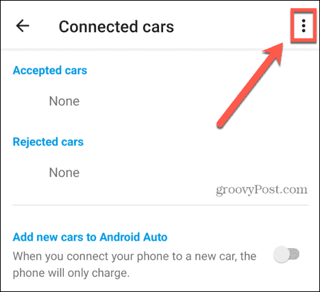 Android auto kolmen pisteen kuvake