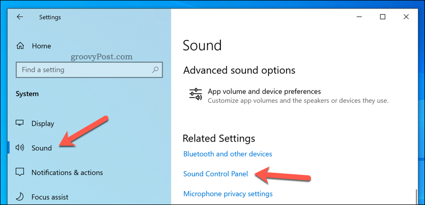 Avaa Äänen ohjauspaneeli Windows 10:ssä