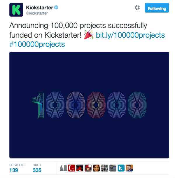 kickstarter twitter -esimerkki