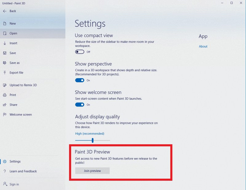 Windows 10 -sovelluksen esikatseluohjelma