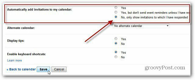 Poista Google+ -kalenteritapahtumien kutsuilmoitukset käytöstä