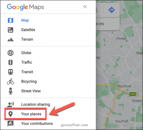 Google Maps Omat paikat -vaihtoehto