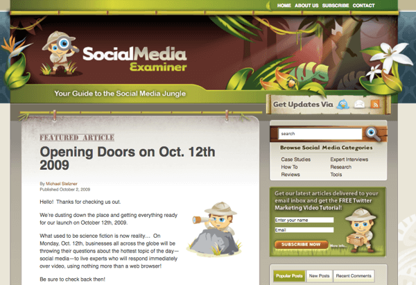 SocialMediaExaminer.com lokakuussa 2012.