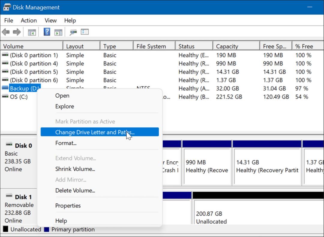 avaa levynhallinta Windows 11:n tehokäyttäjävalikossa