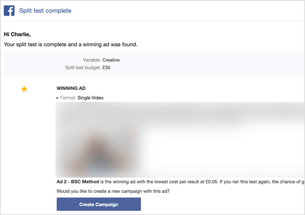 Saat sähköpostin, kun Facebook-jakotesti on valmis.