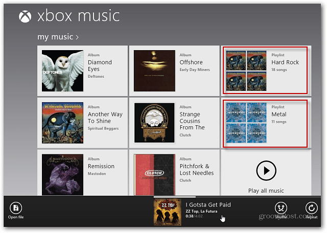 Soittolista näkyy Xbox Music -sovelluksessa