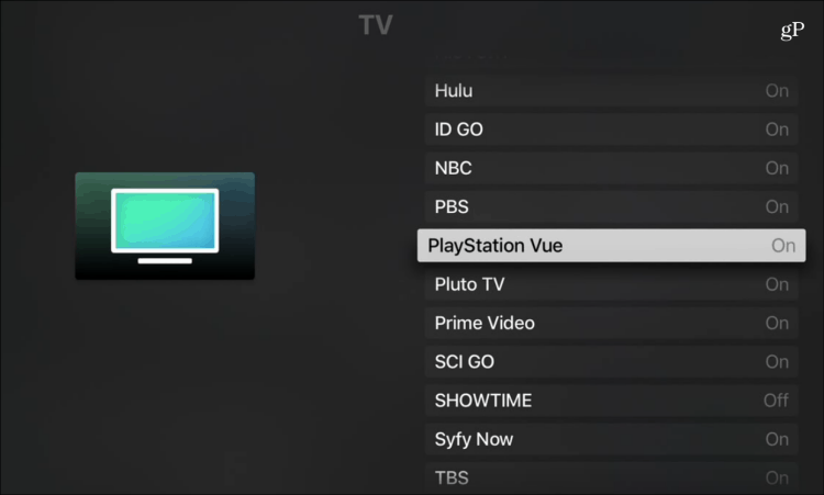 Apple TV -sovellus PlayStation Vue