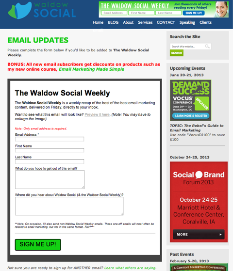 waldow sosiaalisen sähköpostin päivitykset