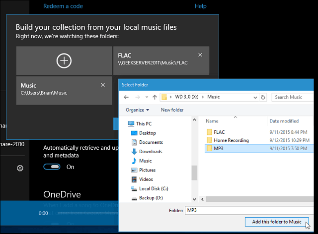 Windows 10 -vinkki: Lisää musiikkikokoelma Groove Music -sovellukseen